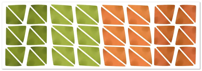 Pegatinas de Pared Triángulos Naranjas y Verdes Pack de 48