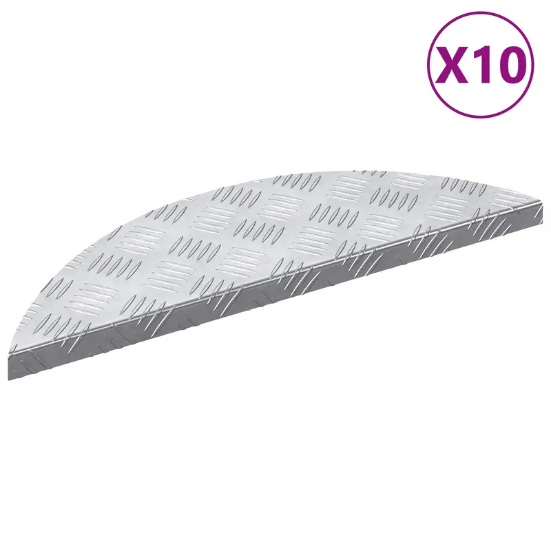 Peldaño Creciente 10 pcs Plateado 60 x 18 x 2,5 cm Aluminio