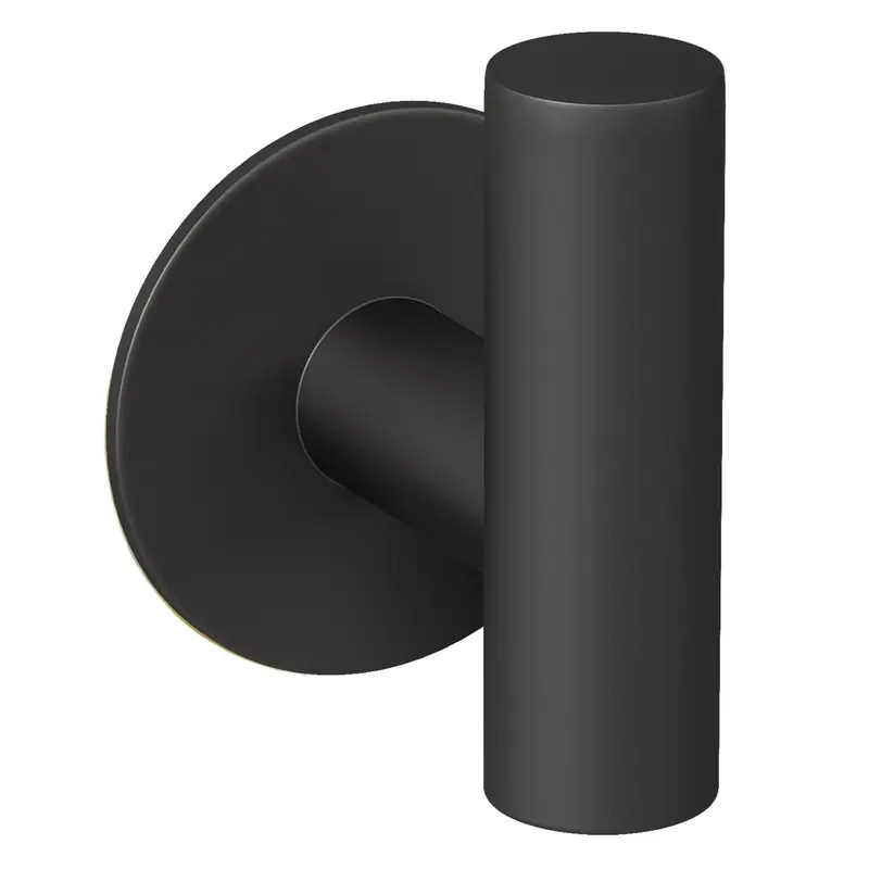 Percha con diseño redondo y acabado negro mate con adhesivo de Valaz