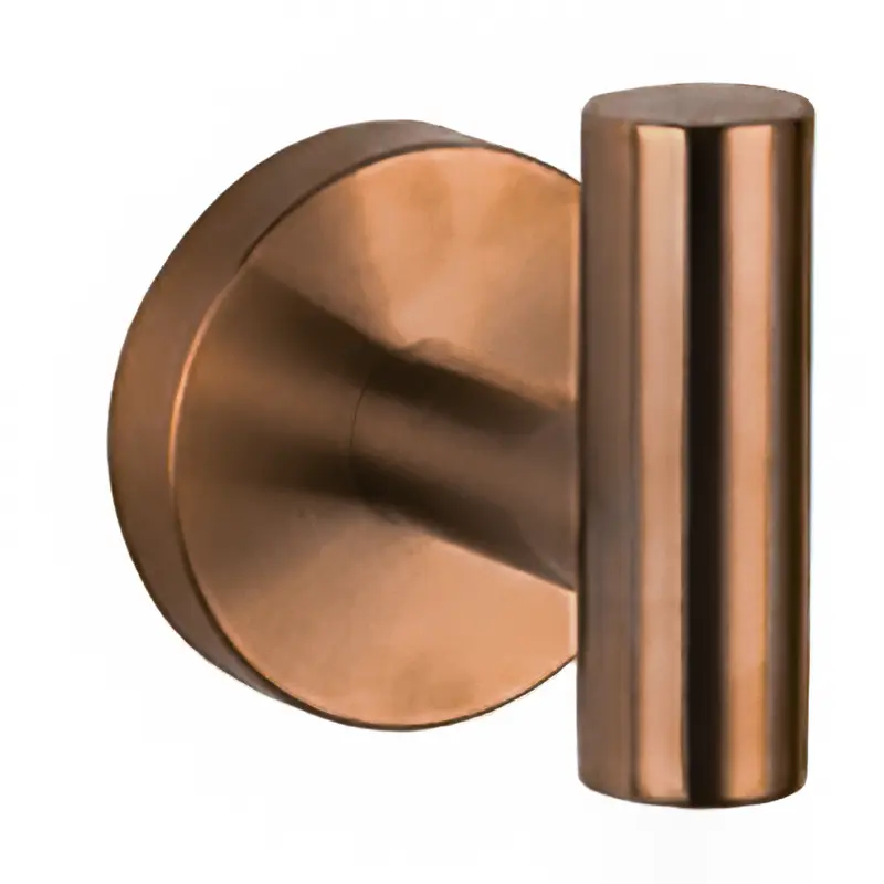 Percha de baño diseño redondo acabado oro rosa cepillado latón tornillería incluida Valaz