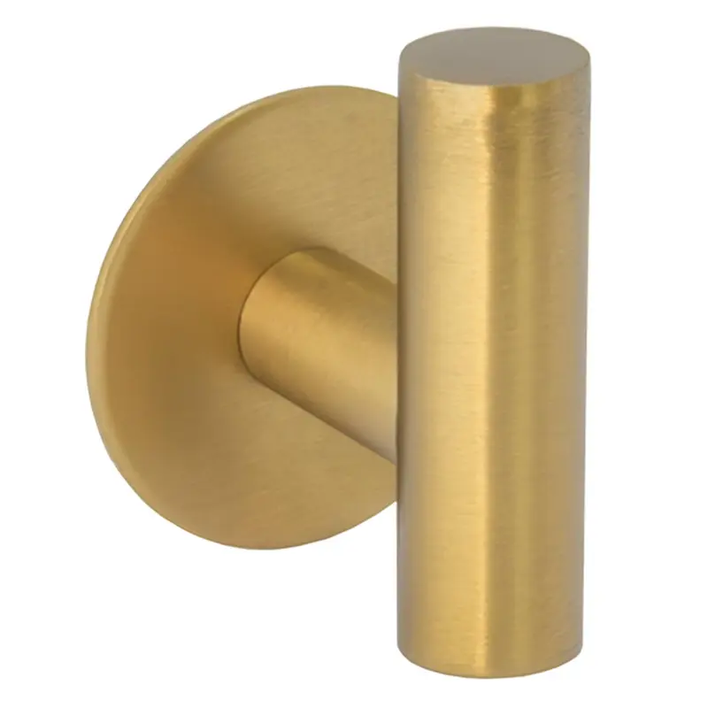 Percha diseño minimalista con acabado oro mate y protección PVD adhesiva sin taladro de Valaz