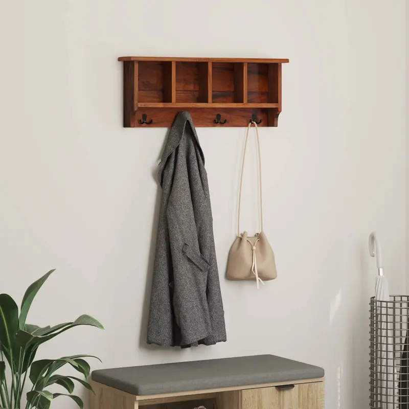 Percha Marrón 70 x 11 x 27 cm Madera de Caoba Sólida