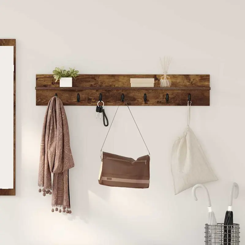 Perchero de pared Roble ahumado 100 x 10,5 x 18 cm