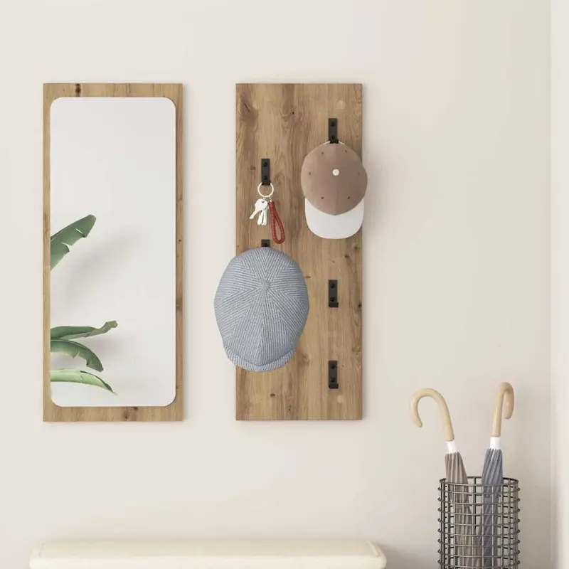 Perchero de pared Roble artesanal 30 x 1,5 x 80 cm