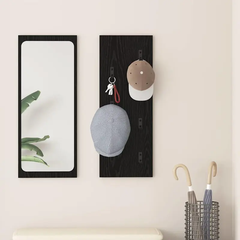Perchero de pared Roble Negro 30 x 1,5 x 80 cm