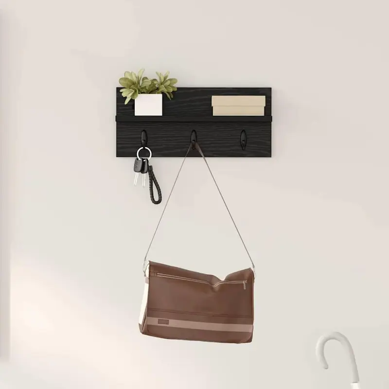 Perchero de pared Roble Negro 40 x 10,5 x 18 cm
