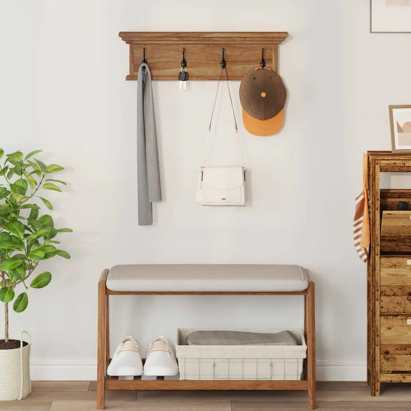 Perchero montado en pared Natural 70 x 10 x 20 cm