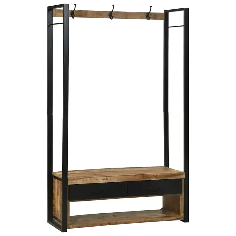 Perchero para ropa con cajón Marrón Madera maciza de Mango