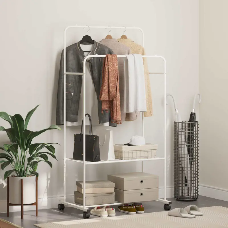 Perchero para ropa con estante con rueda 80 x 53 x 156 cm