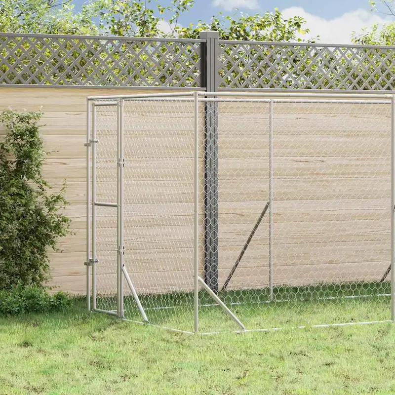 Perrera de exterior acero galvanizado plateado 2x10x2 m