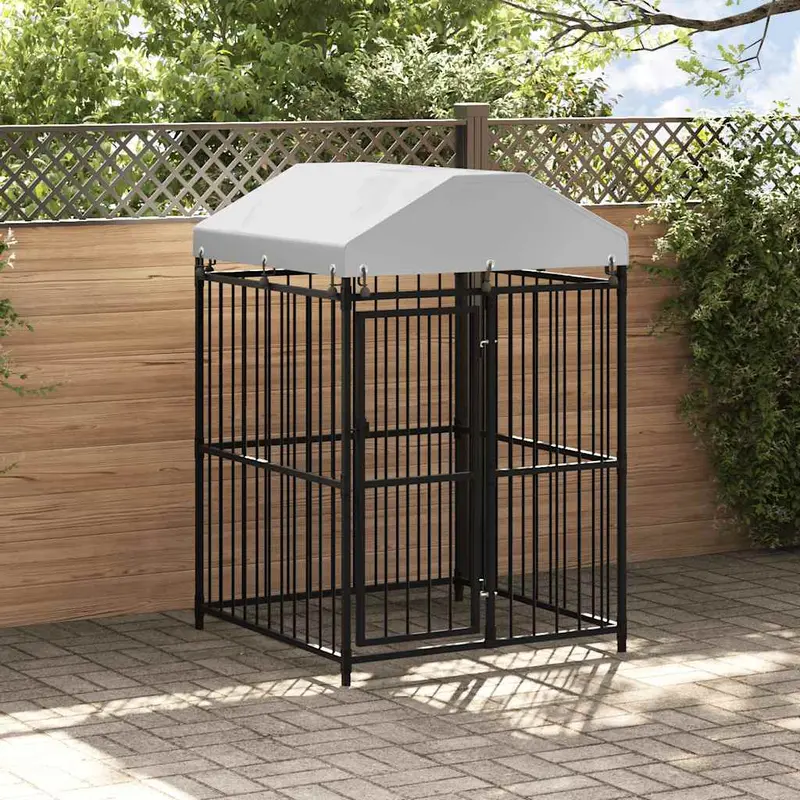 Perrera de exterior con techo 120x120x150 cm
