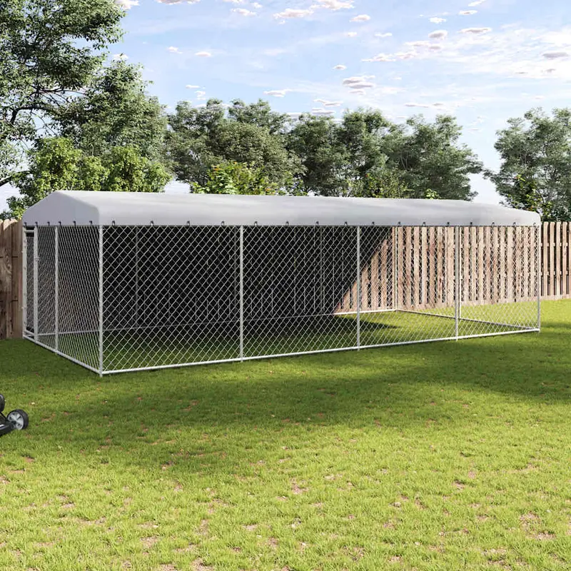 Perrera de exterior con techo 7,6x3,8x2,3 m