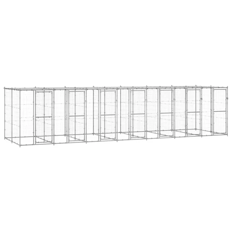 Perrera de exterior de acero galvanizado con techo 16,94 m²