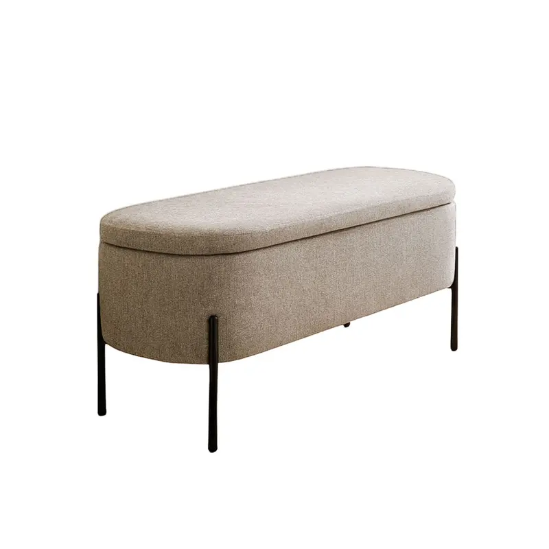 PIE DE CAMA TAPIZADO BEIGE