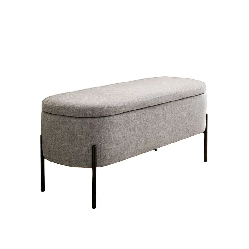 PIE DE CAMA TAPIZADO GRIS CLARO