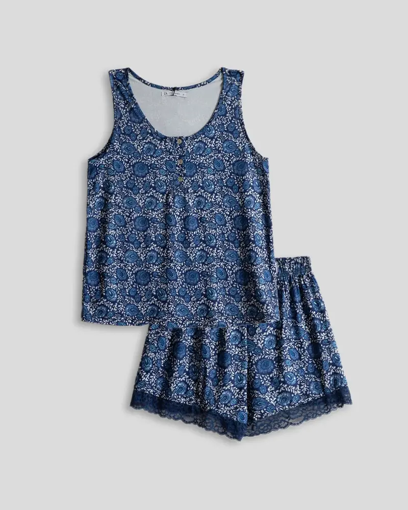 Pijama Corto Mujer Don Algodon Azul