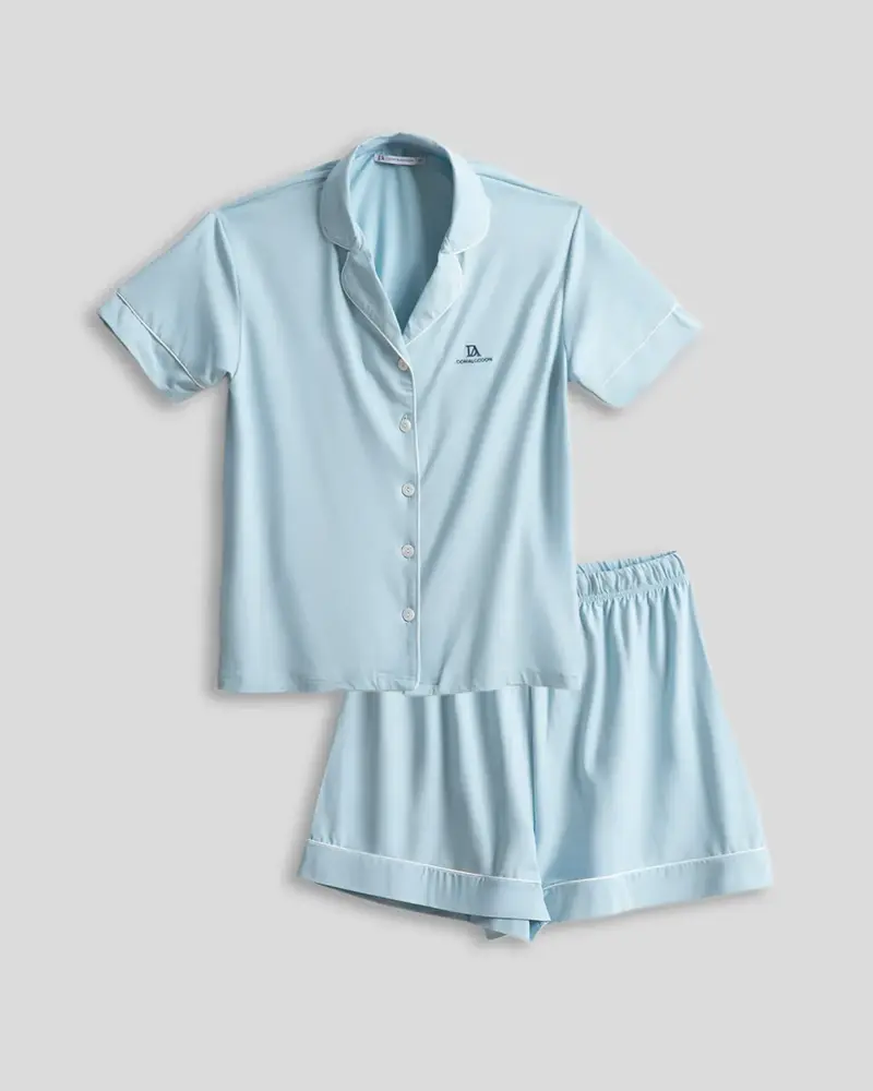Pijama Corto Mujer Don Algodon Celeste