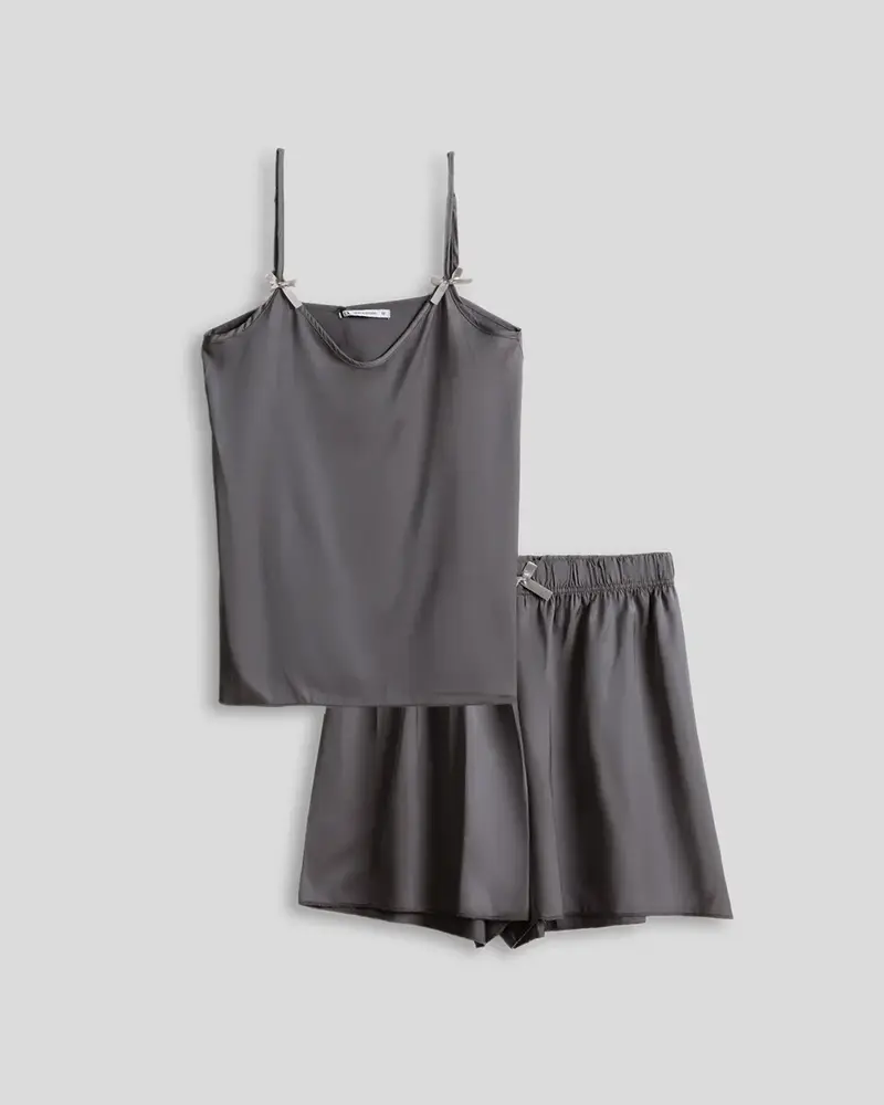 Pijama Satén Mujer Don Algodon Gris