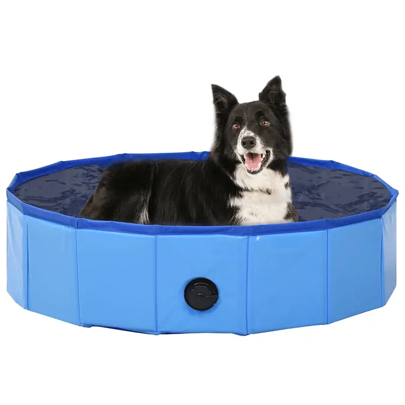 Piscina para perros plegable PVC azul 80x20 cm