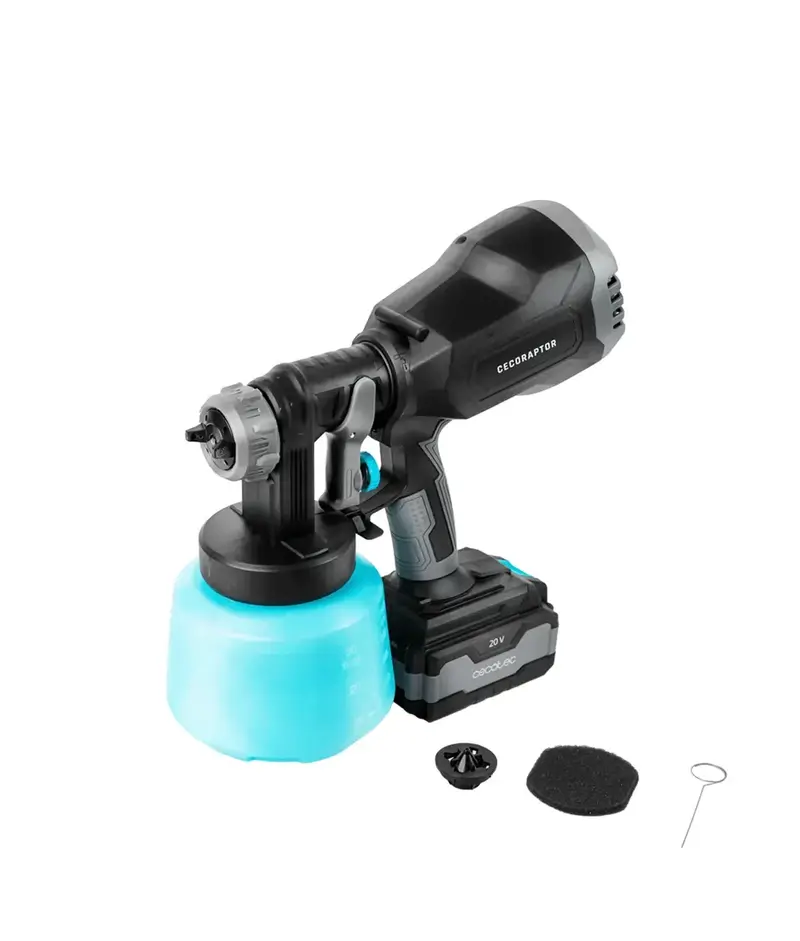 Pistola de pintura inalámbrica 20V con gran capacidad y flujo eficiente Cecotec