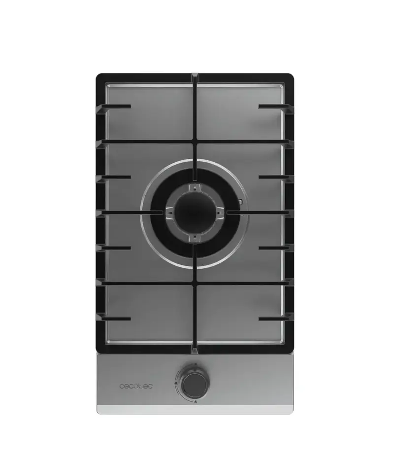 Placa de gas Bolero Squad G 1200F Inox con quemador WOK triple corona y encendido eléctrico seguro de Cecotec