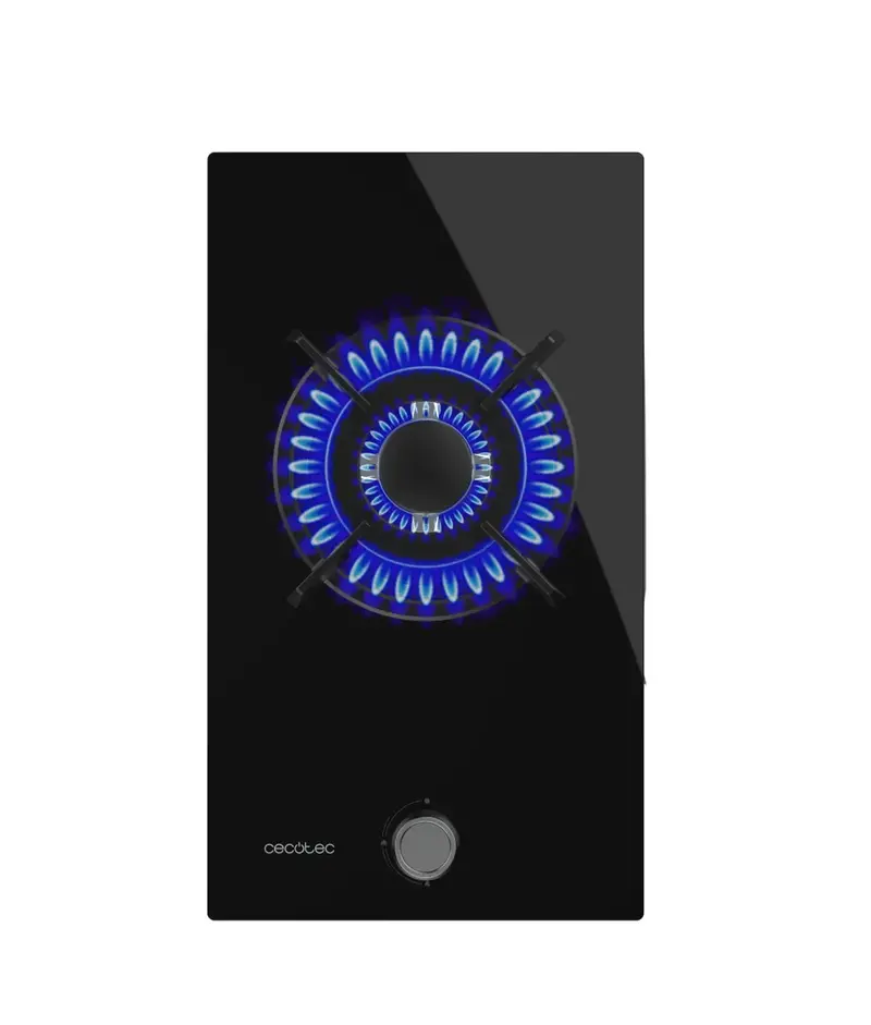 Placa de gas Bolero Squad G 1200S Glass Black con 3,5kW y quemador WOK triple corona para cocinas modernas de Cecotec