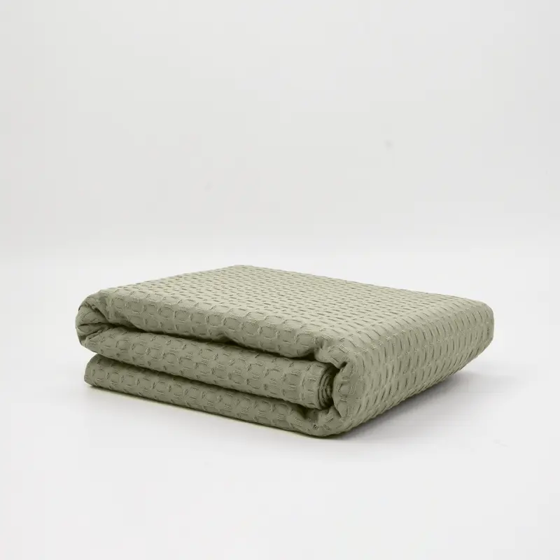 Plaid Waflle 100% algodón Desert Sage 130x170 cm