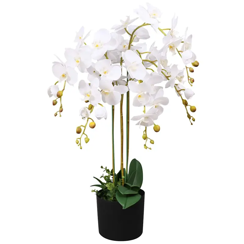 Planta de orquídea artificial con macetero blanca 75 cm
