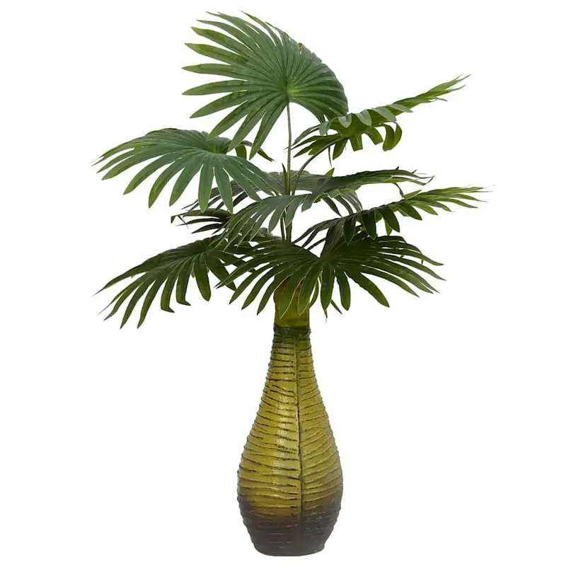Planta de palma artificial 9 hojas 65 cm verde
