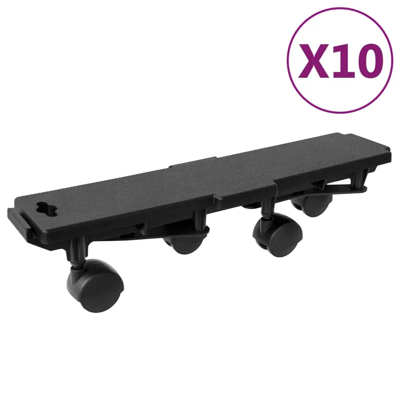 Plataformas móviles con 4 ruedas 10 uds PP negro 170 kg