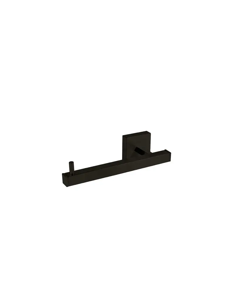 Portarrollos sin tapa, bordes cuadrados, acabado negro bronce Tres