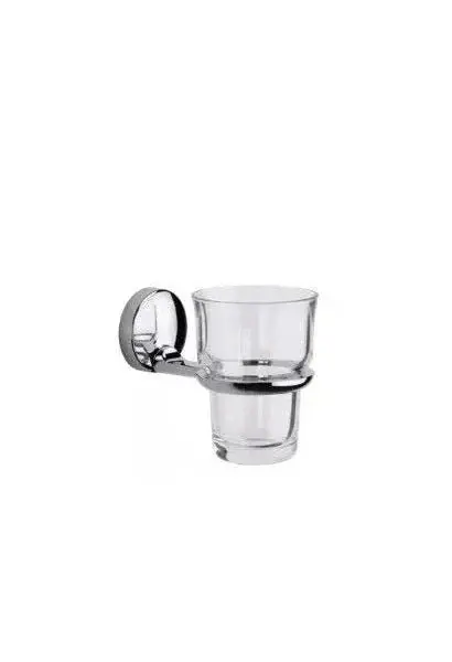 Portavasos de Baño Inox y Cristal Cromo Luxe Unisan