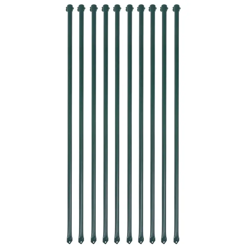 Postes de jardín 10 unidades 1 m metal verde