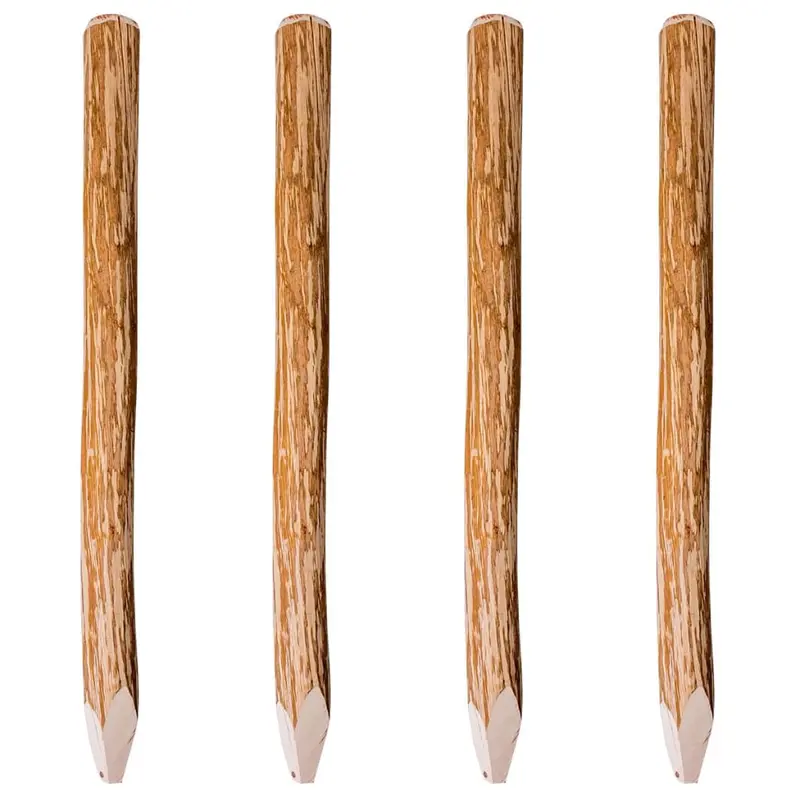 Postes de valla puntiagudos 4 uds madera de avellano 120 cm