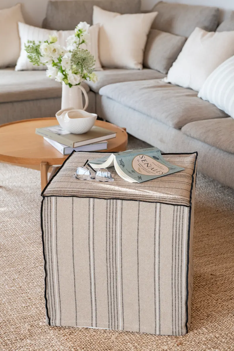Pouf Artesano Lino Raya Colchoneta