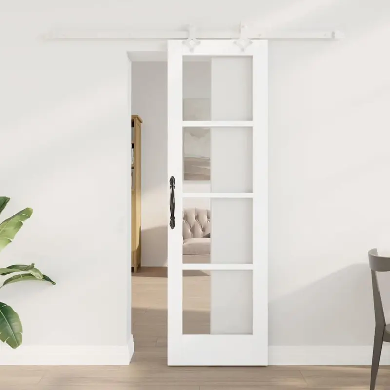Puerta Corredera 61 x 198,5 cm Madera de pino maciza y vidrio