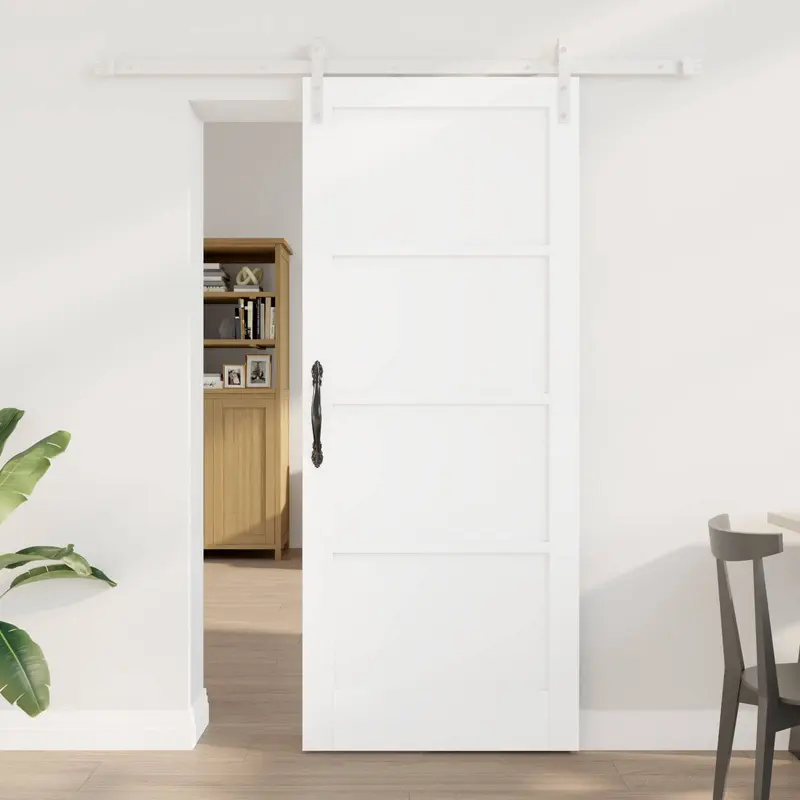 Puerta Corredera Blanco 83 x 202 cm Madera de Pino Maciza
