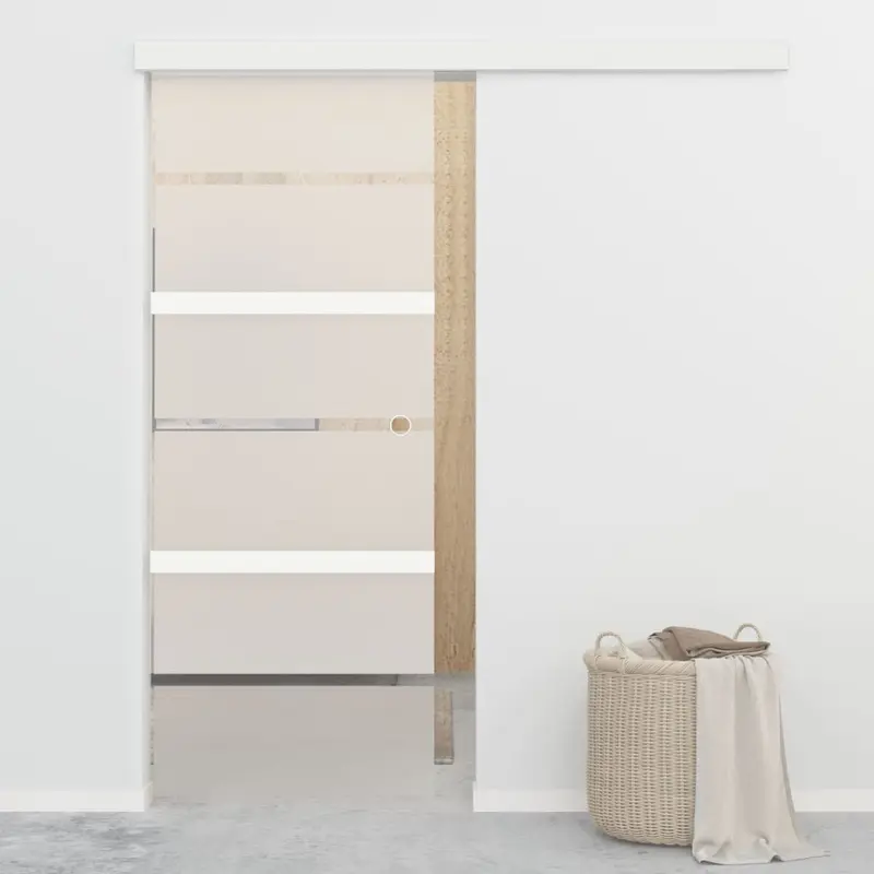 Puerta corredera con tope suave vidrio ESG y aluminio 76x205 cm