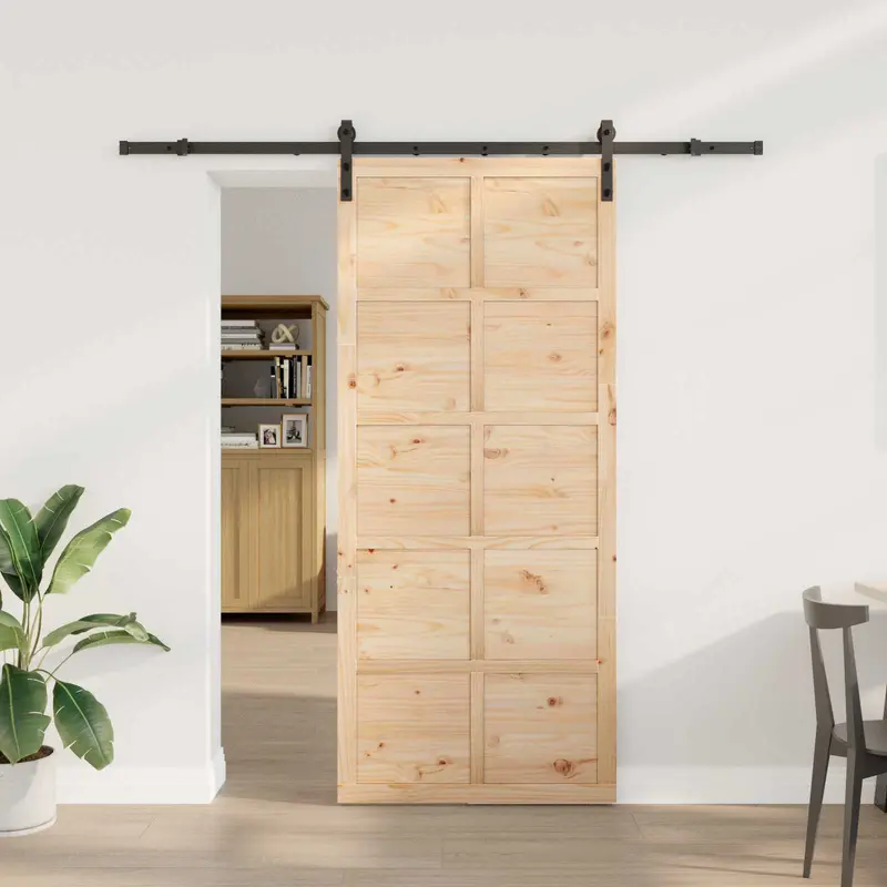 Puerta Corredera Natural 100 x 208 cm Madera de Pino Maciza