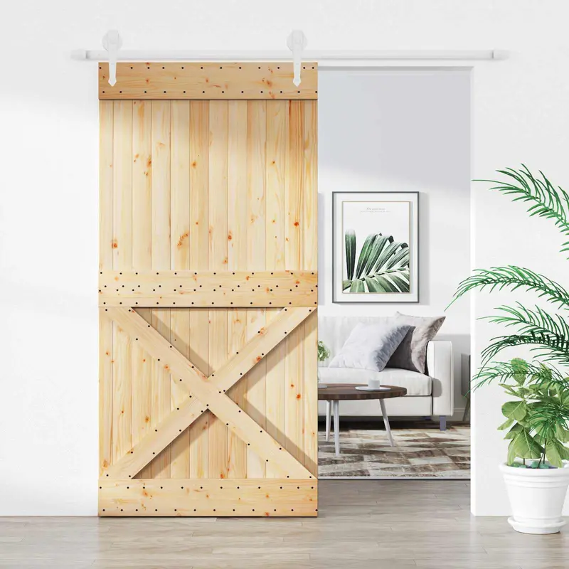 Puerta Corredera Natural y Blanco 100 x 210 cm