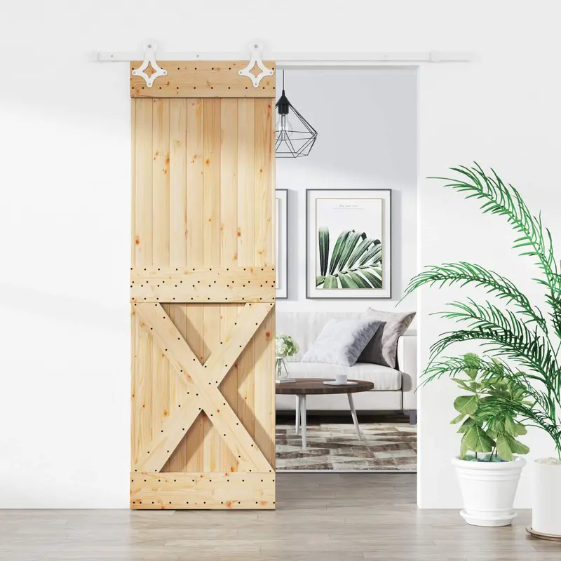Puerta Corredera Natural y Blanco 70 x 210 cm