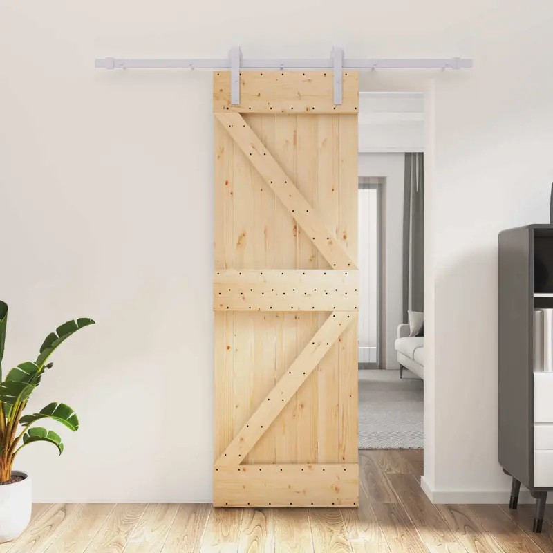 Puerta Corredera Natural y Blanco 70 x 210 cm