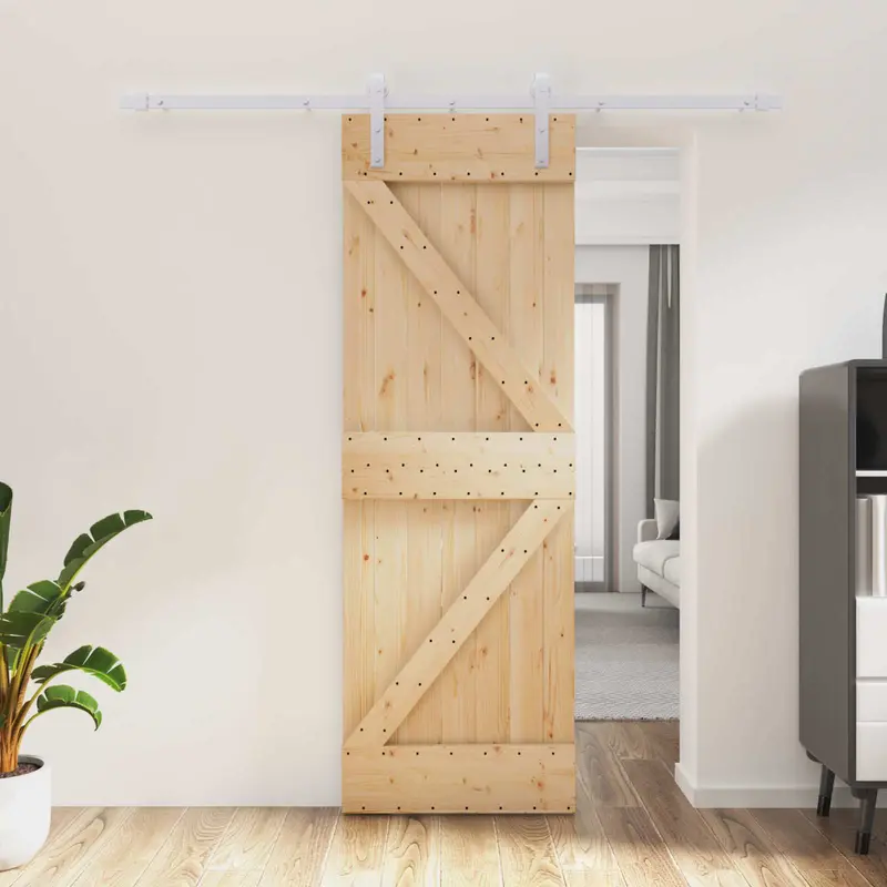 Puerta Corredera Natural y Blanco 70 x 210 cm