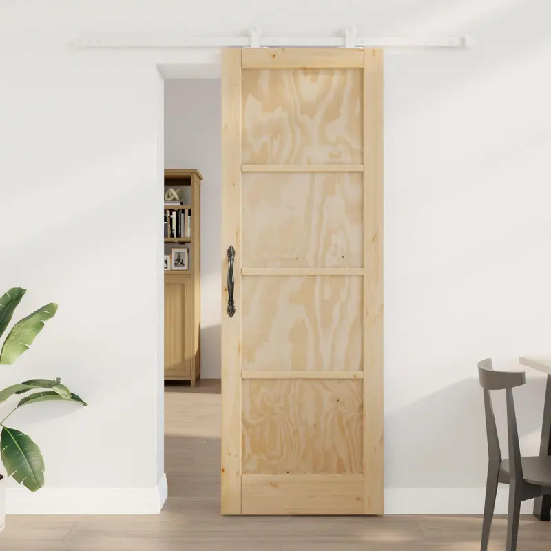 Puerta Corredera Natural y Blanco 73,5 x 211 cm