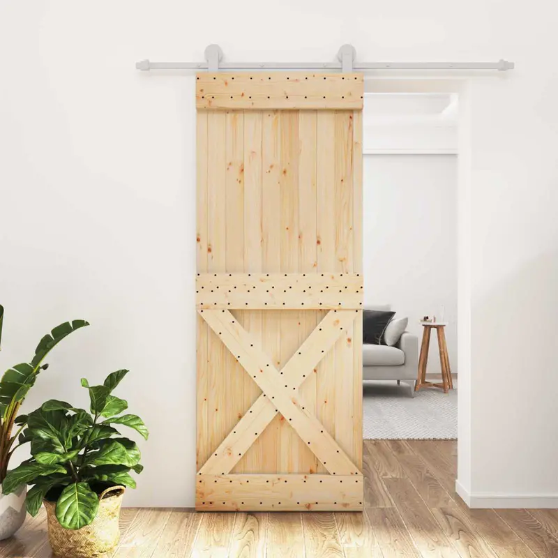 Puerta Corredera Natural y Blanco 80 x 210 cm