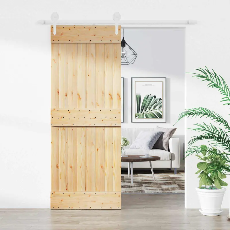 Puerta Corredera Natural y Blanco 80 x 210 cm