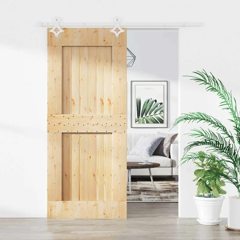 Puerta Corredera Natural y Blanco 80 x 210 cm