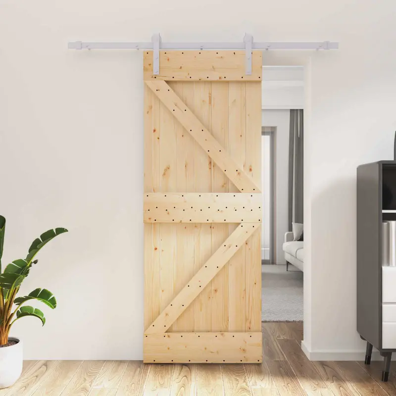 Puerta Corredera Natural y Blanco 80 x 210 cm