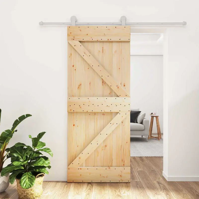 Puerta Corredera Natural y Blanco 80 x 210 cm