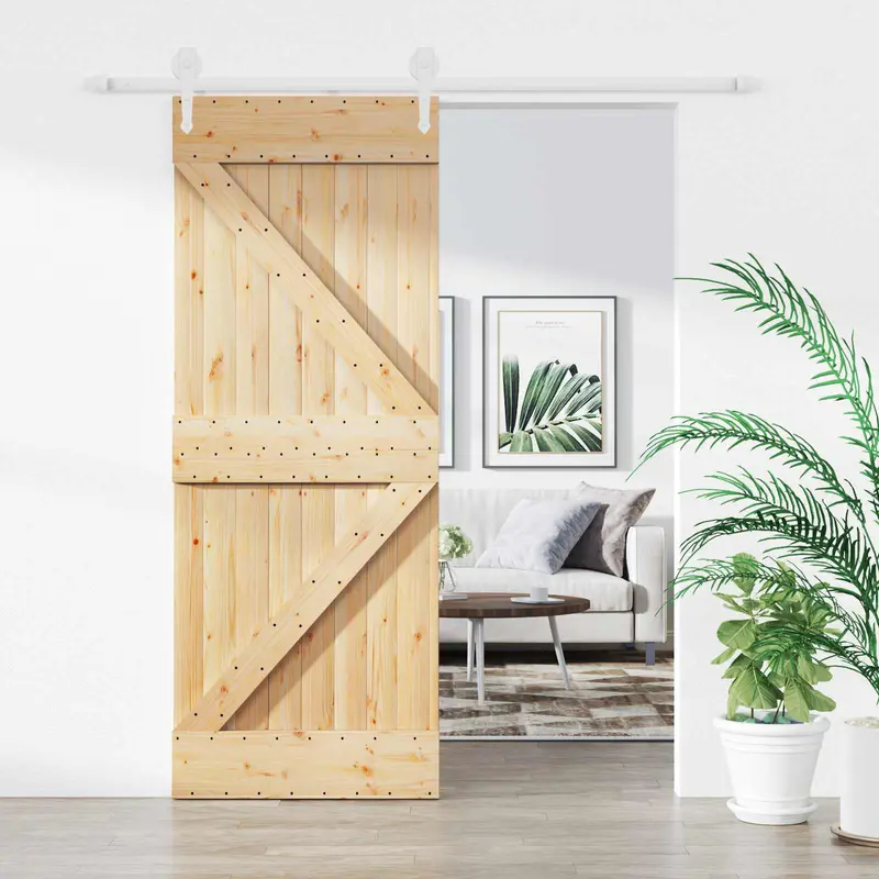 Puerta Corredera Natural y Blanco 80 x 210 cm